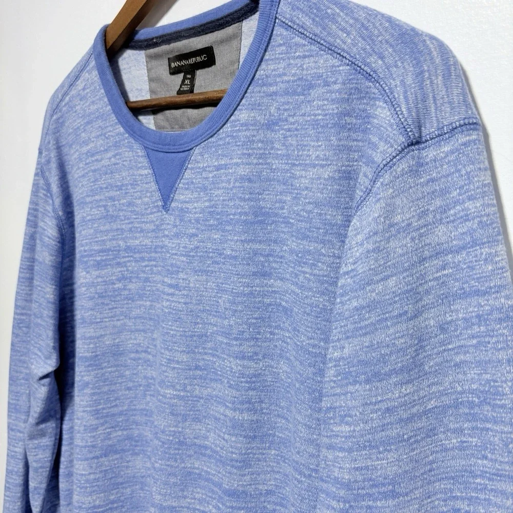 Banana Republic Shirt Mens XL Tall Heathered Blue Crewneck Long Sleeve Preppy